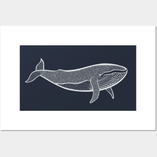 Humpback Whale Ink Art - on dark colors Posters and Art